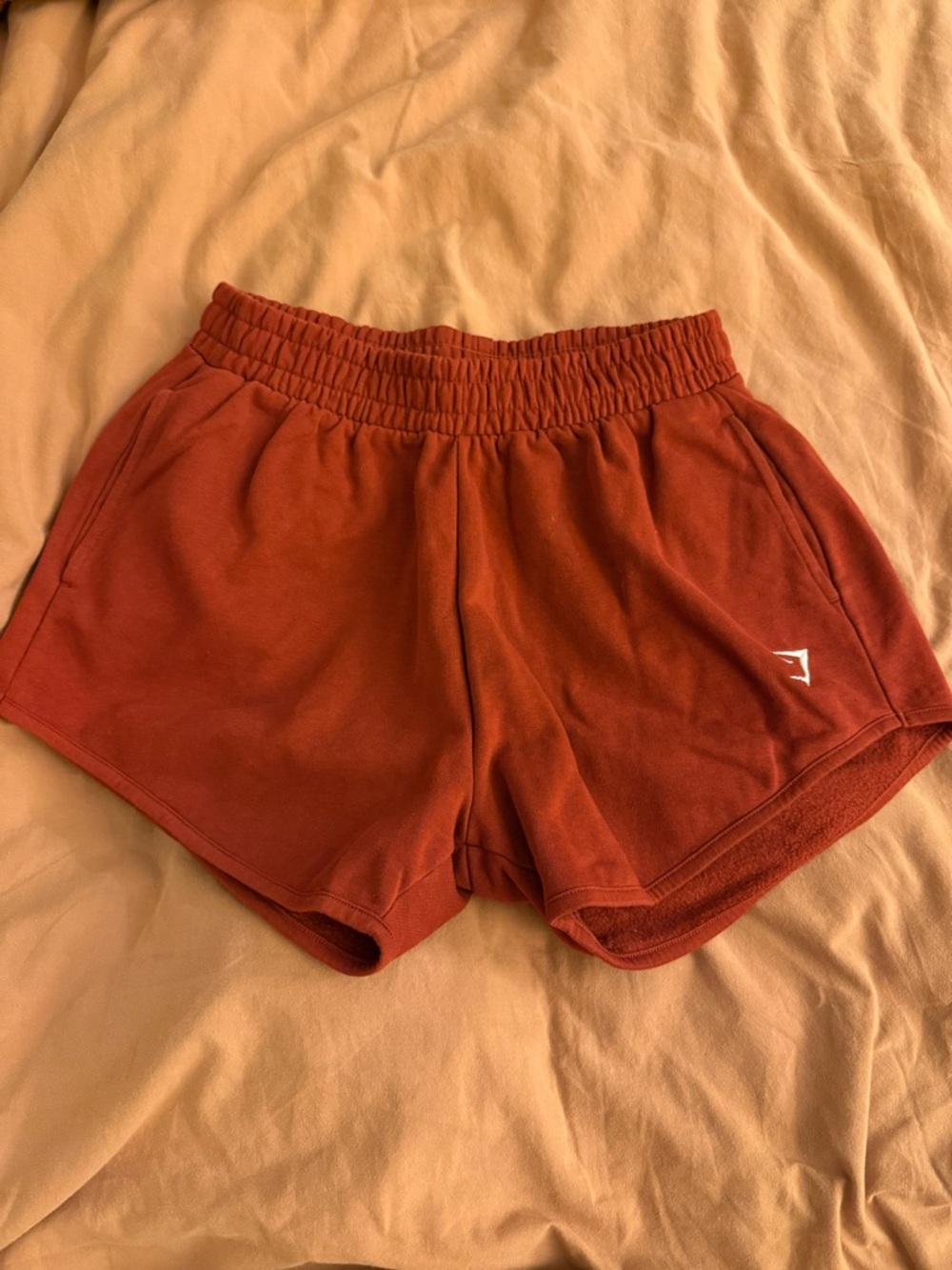 Gymshark Rust Red Dolphin Hem Sweat Shorts